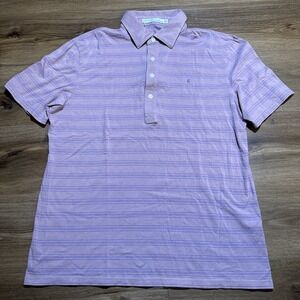 Criquet Polo Shirt Mens LARGE Purple Striped Lightweight PimaCotton Stretch Golf